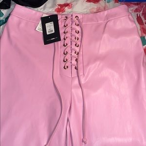 Pink Leather Fashion Nova Pants